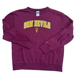 RUSSELL ARIZONA STATE SUN DEVILS PULL OVER SWEATER L LARGE RED USED FOOTBALL